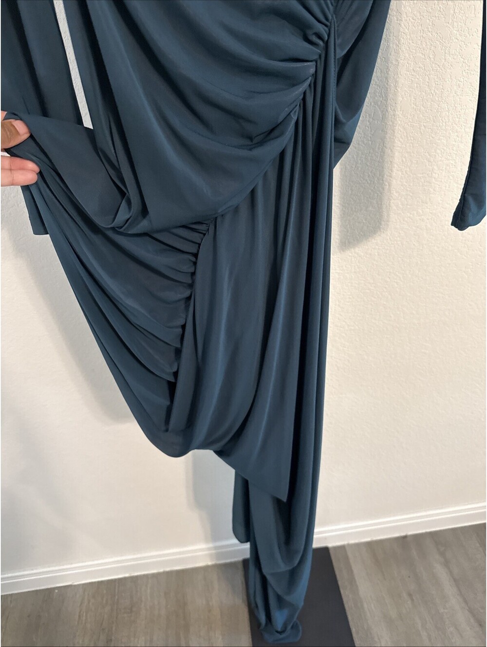 RONNY KOBO Sera Jersey Front Ruching Midi Dress Sz: LRG (flaw) - Picture 7 of 15